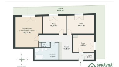 Luxusní penthouse 4+kk, 118,6 m² s terasou 43 m² a garážovým stáním, cetrum Plzně